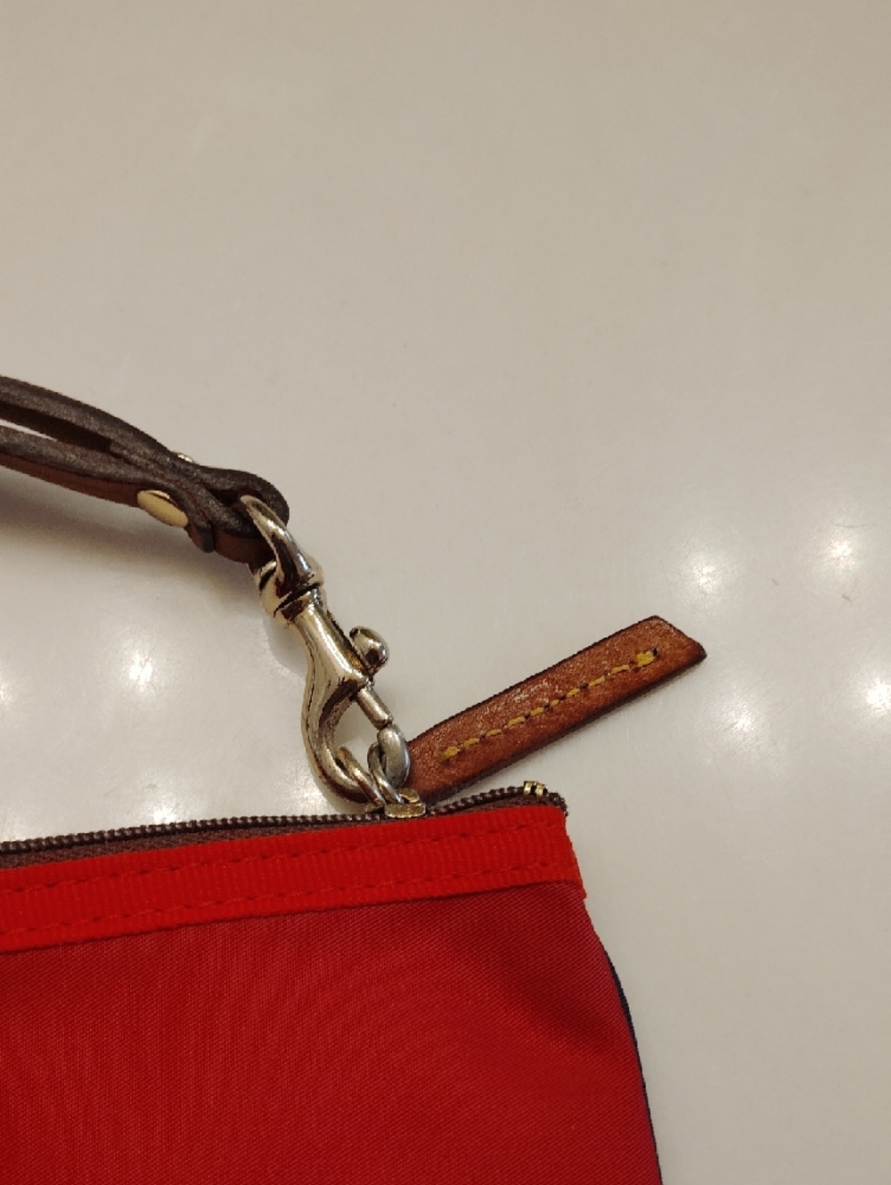 Dooney & Bourke Red Wristlet with Brown Strap!! - Picture 9 of 14